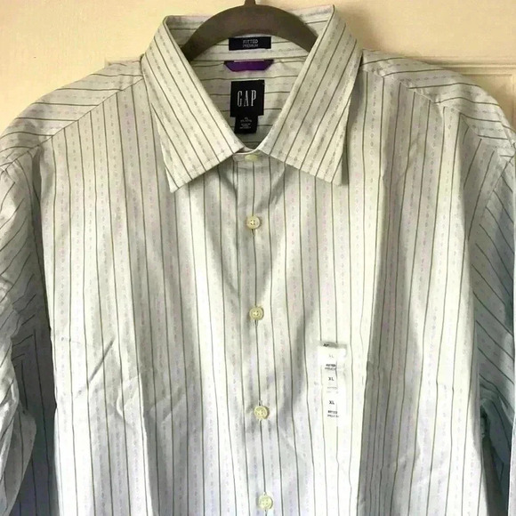 GAP GREEN& blue striped Button Down Long Sleeve dress shirt Size XL NWT - Picture 3 of 7